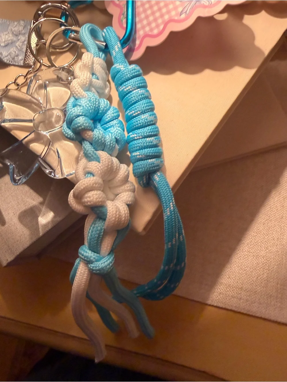 Coastal Beach Keychain Bag Charm | Starfish Bow Wristlet Paracord Blue NWT